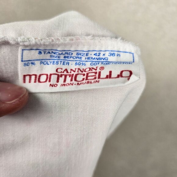 Vintage Cannon Monticello Floral Pillowcase Striped Pink White Cottagecore Lace - Picture 3 of 12